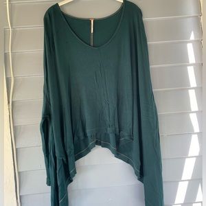 Free People Teal Drape-Fabric Long Sleeve